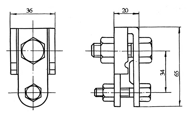 Габаритные размеры зажима ДК 36.00.00А